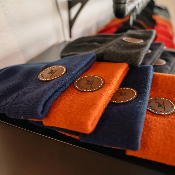 Zaca Coffee Leather Patch Beanie